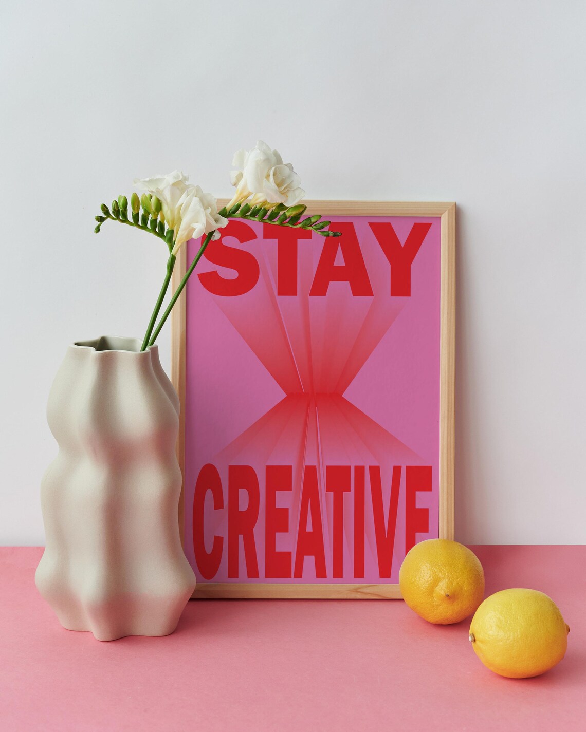 Stay Creative Red and Pink Burst Retro Typography Motivational Poster - Image 2