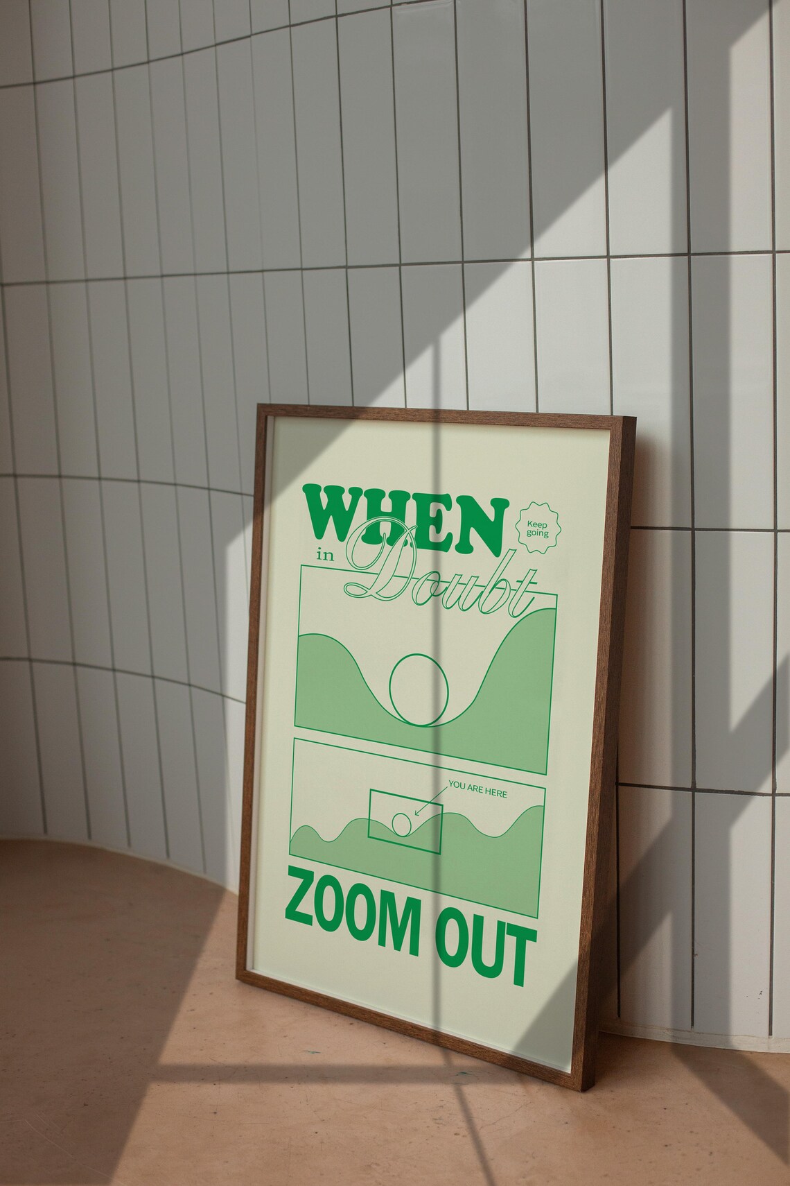 When in Doubt Zoom Out Green Retro Motivational Quote Poster - Image 4
