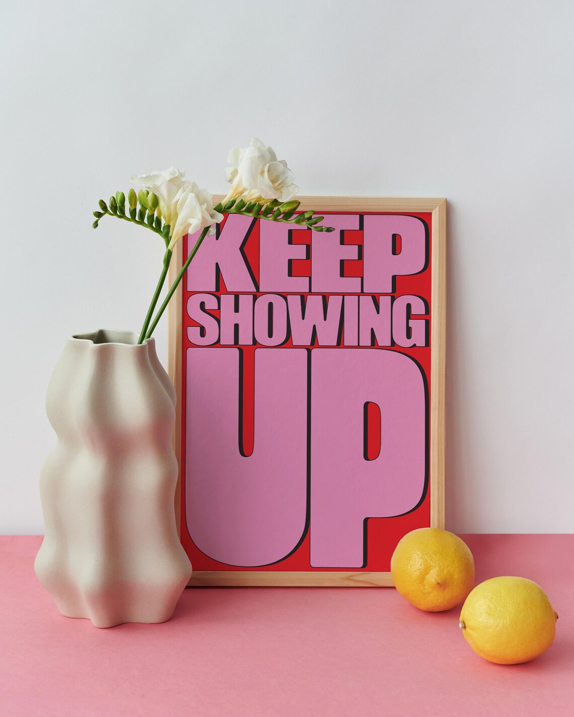 Keep Showing Up Colorful Retro Quote Art Print - Image 2