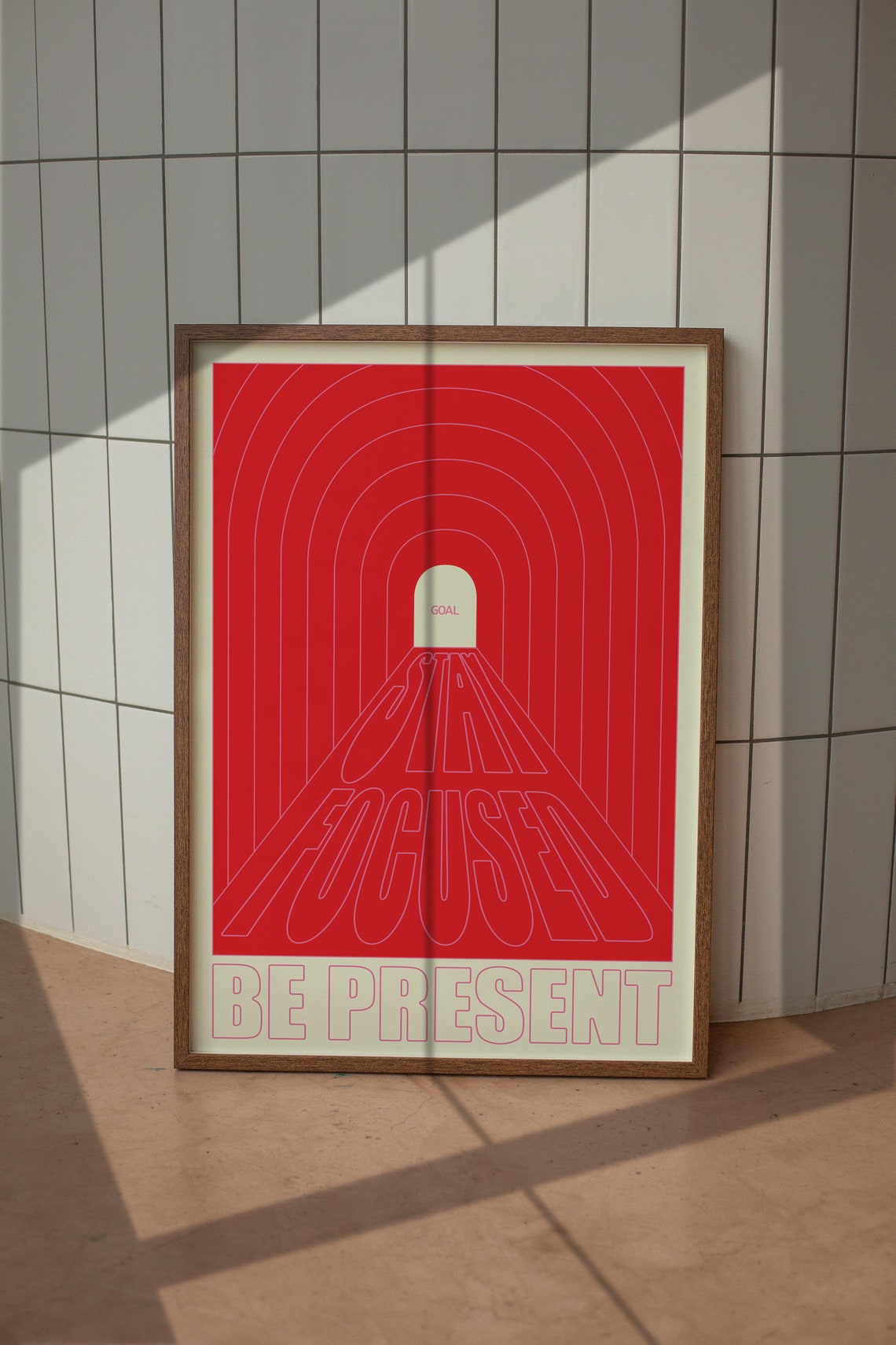 Stay Focused Be Present Bold Red Arch Tunnel Typography Quote Poster - Image 5