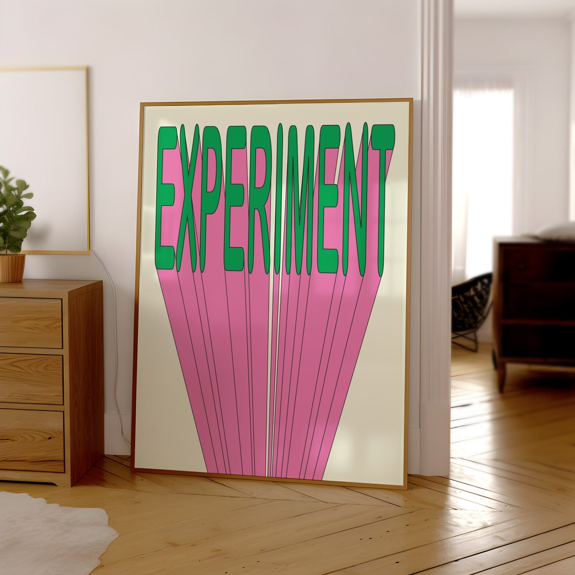 Experiment Green and Pink Retro Typography Creative Studio Poster - Image 3