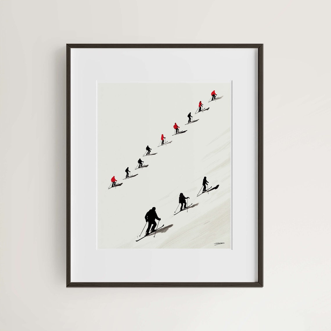 Snow Ski Print, Winter Mountain Landscape - Image 3