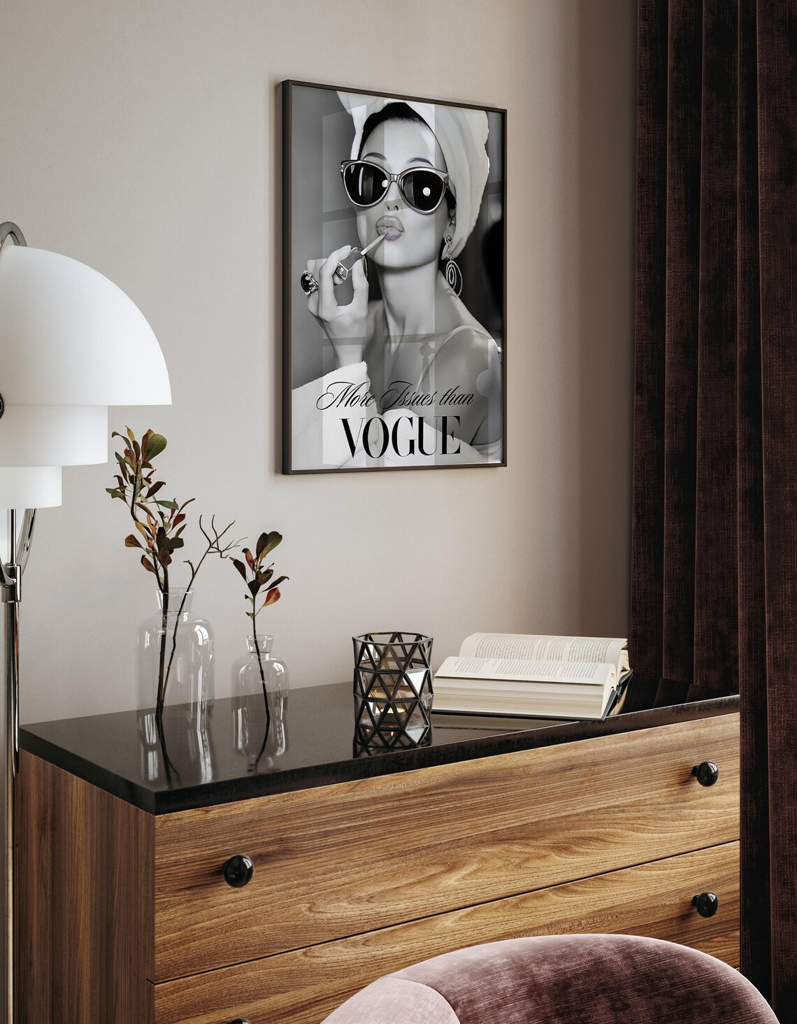 More Issues Than Vogue Fashion Glam Black and White Photo Wall Art - Image 2