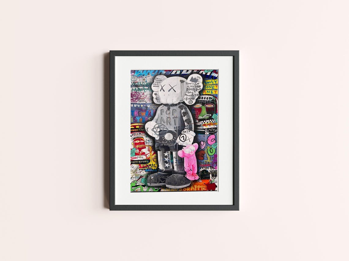 KAWS Grey Companion Colorful Graffiti Pop Art Street Style Poster