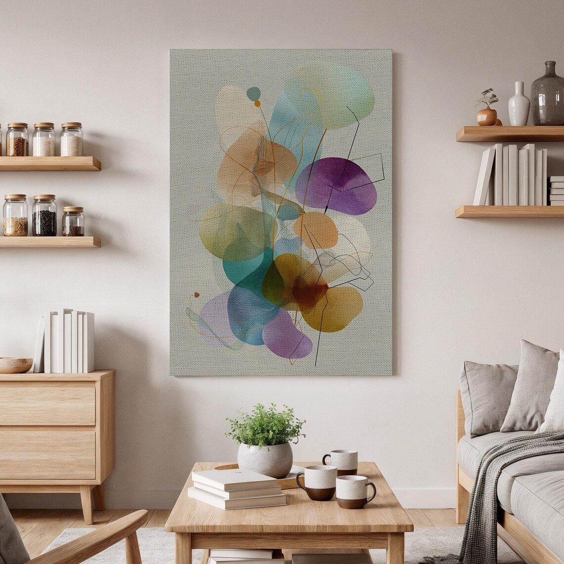 Botanical Watercolor Leaf Poster Print, Modern Nature