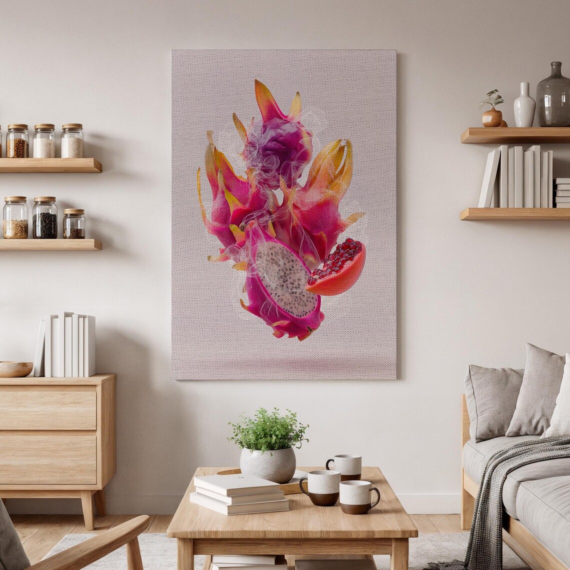 Dragon Fruit Art Print, Tropical Kitchen Artwork