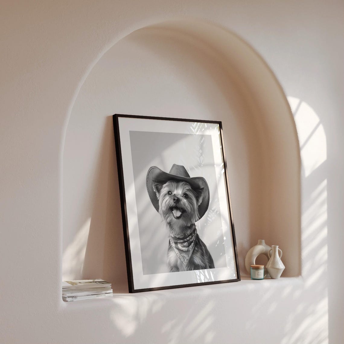 Yorkshire Terrier Cowboy Hat Bandana Western Dog Portrait Poster - Image 4