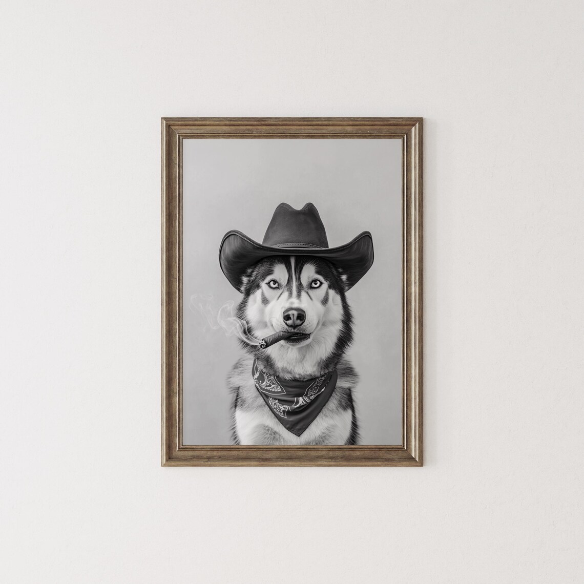 Siberian Husky Cowboy Vintage Dog Art Print - Image 2