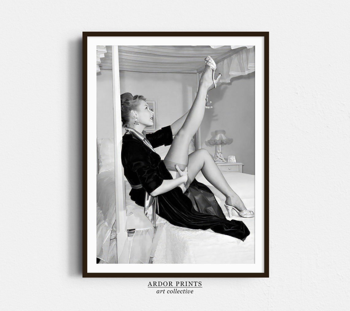 Vintage Dancer Showing Off Leg in Black and White Burlesque Poster