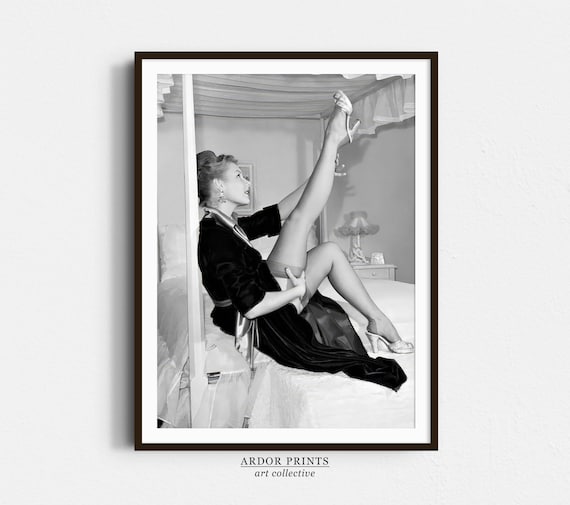 Vintage Dancer Showing Off Leg in Black and White Burlesque Poster