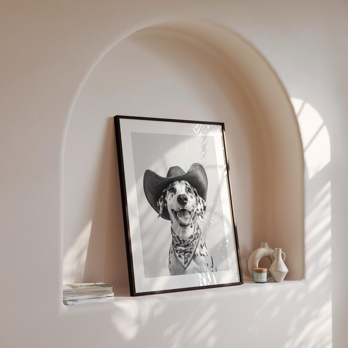 Dalmatian Cowgirl Hat Print, Vintage Western Decor - Image 4