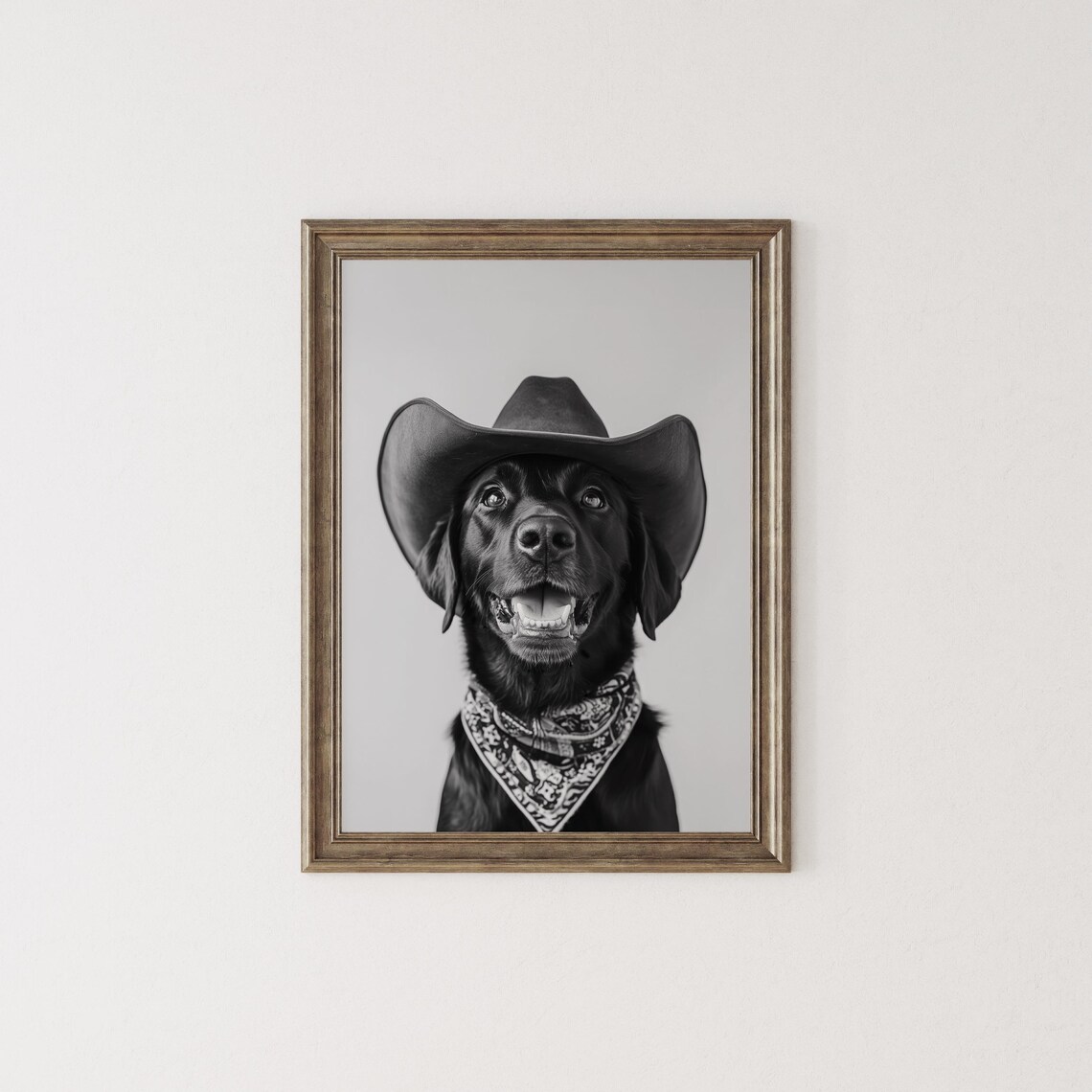 Black Labrador Cowgirl Hat Western Art Poster - Image 2