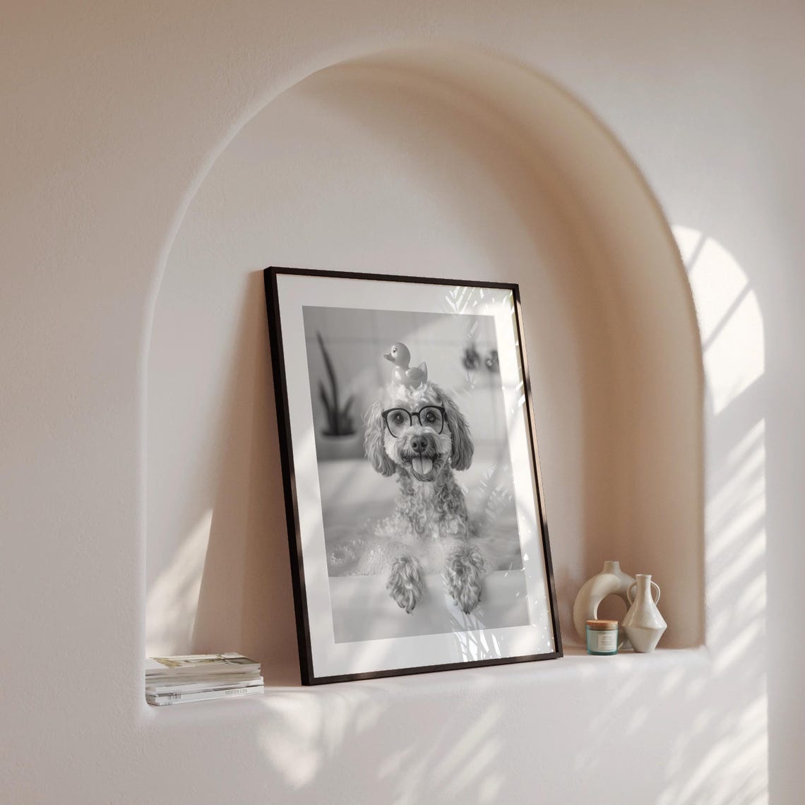 Cavapoo Bubble Bath With Rubber Duck Glasses Funny Dog Print - Image 4