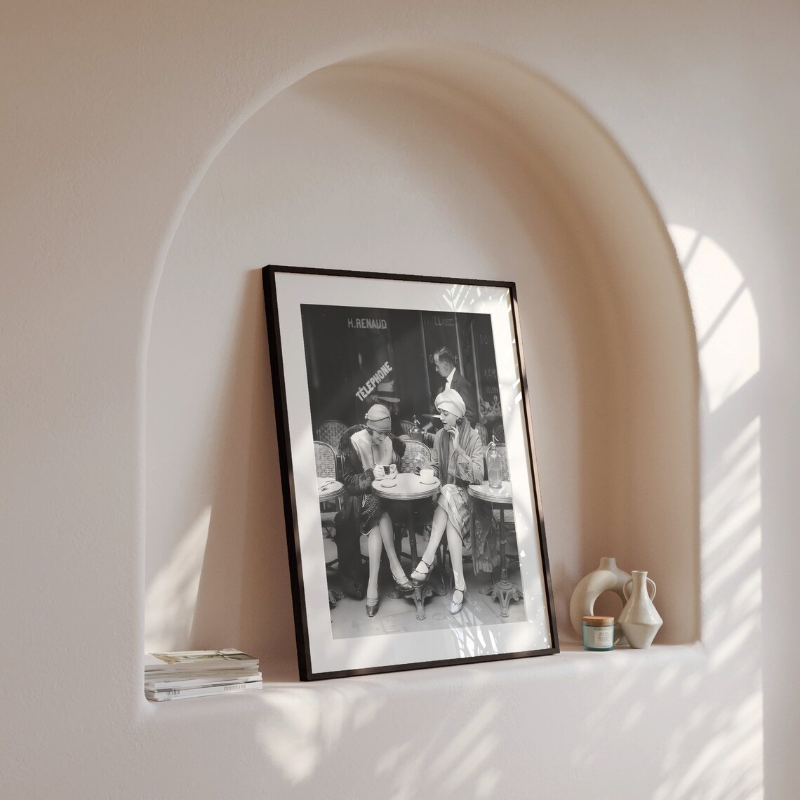 French Women Drinking Coffee At Cafe, Vintage Paris Art Print - Image 4