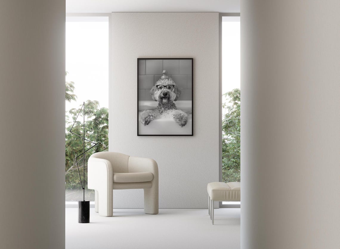 Cockapoo Bubble Bath Funny Dog With Glasses And Rubber Duck Poster - Image 3
