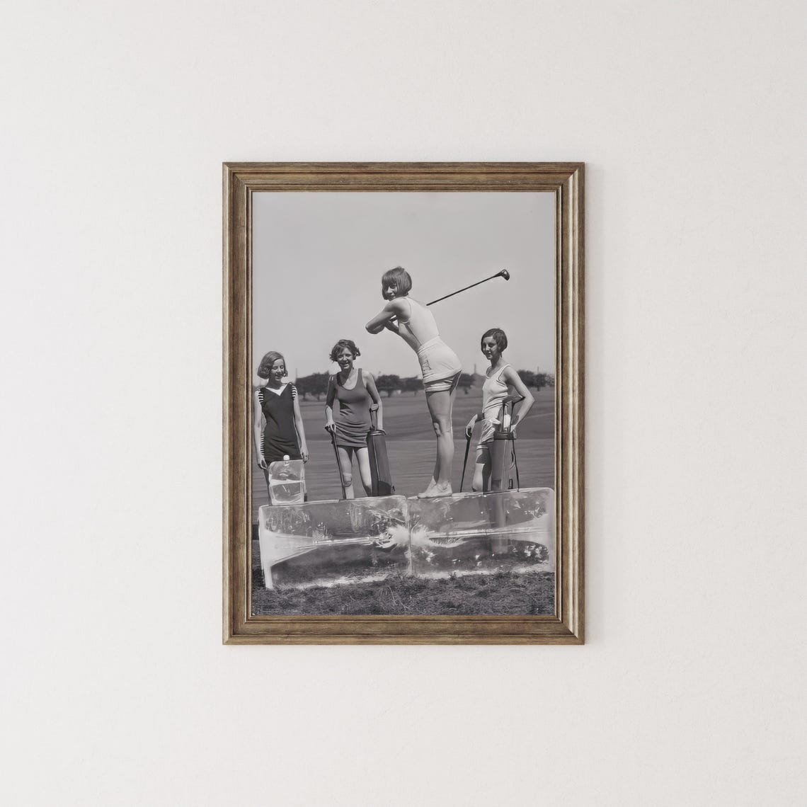 Vintage Women Golfers Teeing Off On Ice Blocks Retro Golf Photo Poster - Image 2