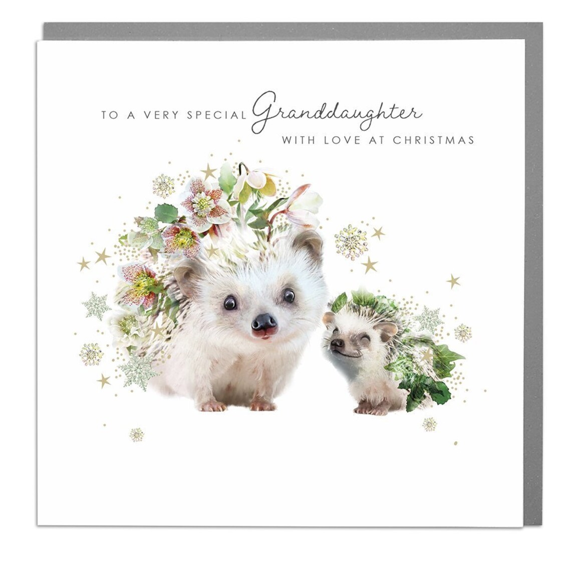 Hedgehogs Grandaughter Christmas Card, Lola Design