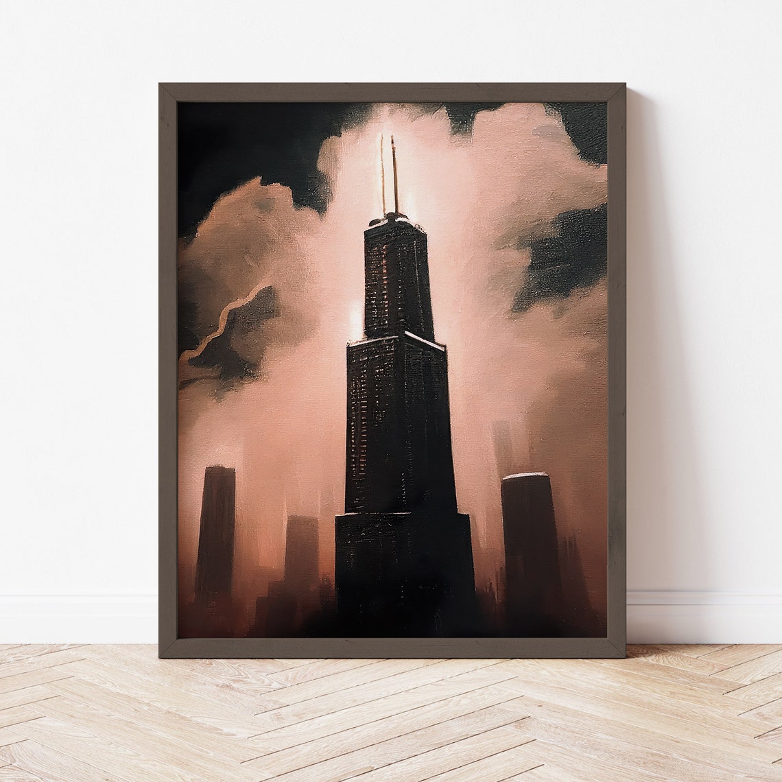 Willis Tower, Chicago Vintage Landscape Art Print - Image 2