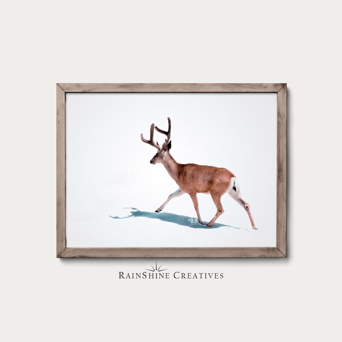 Deer Prancing Through The Snow Christmas Decor