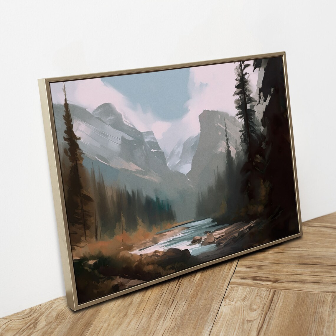 Banff National Park Vintage Oil Painting, Alberta Canada - Image 2