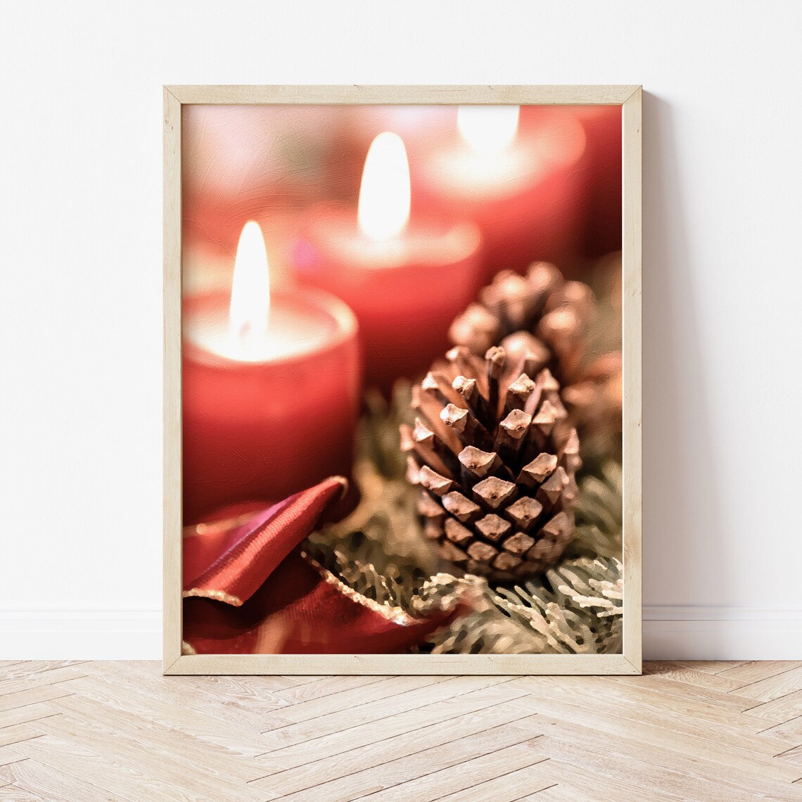 Christmas Candles and Pinecones, Christmas Decor - Image 2