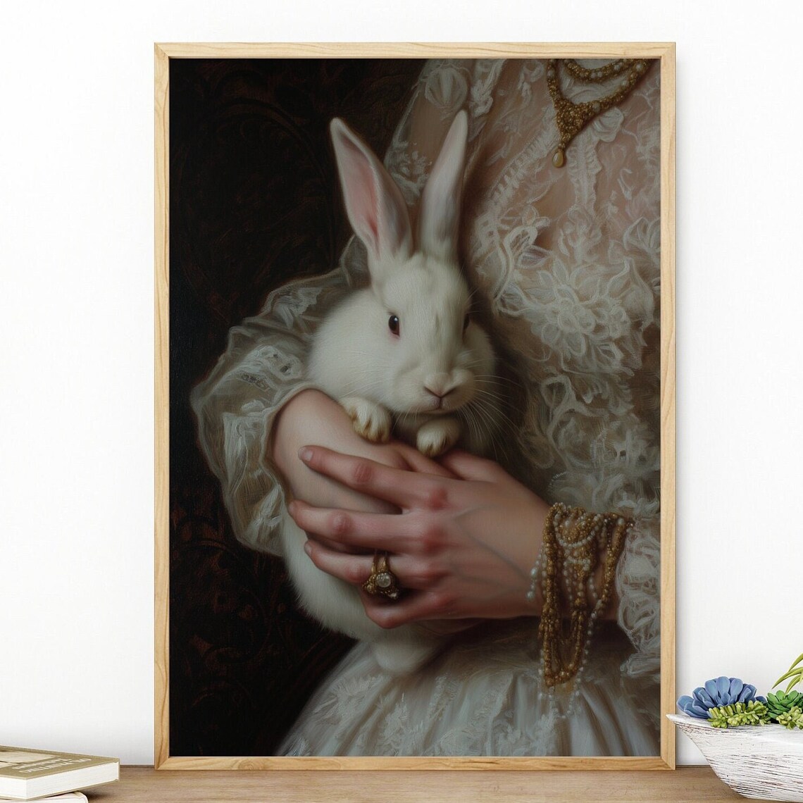 White Rabbit and Victorian Woman, Victorian Art Print - Image 2