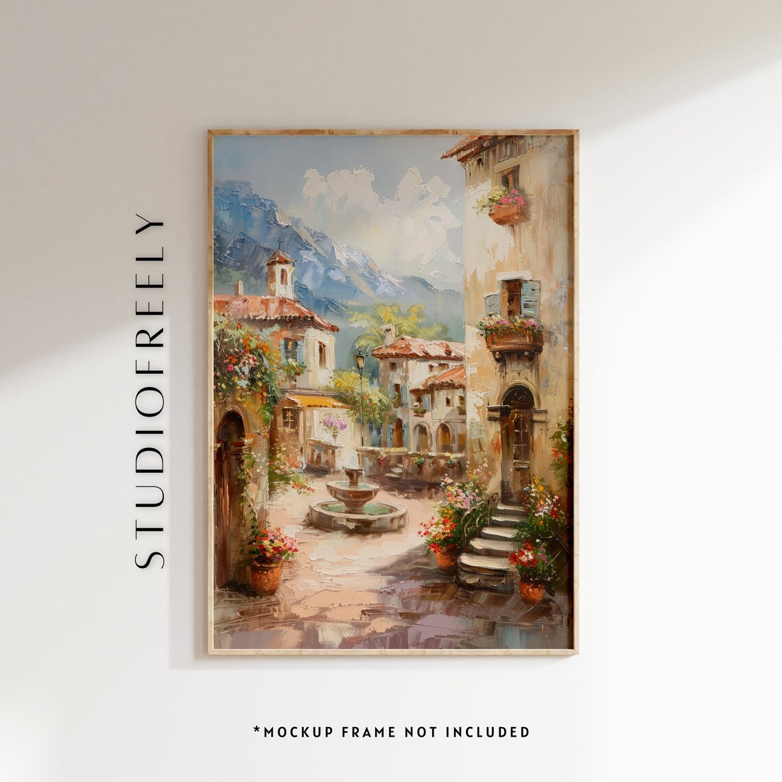 Mediterranean Village Painting, Rustic Tuscan Art Print