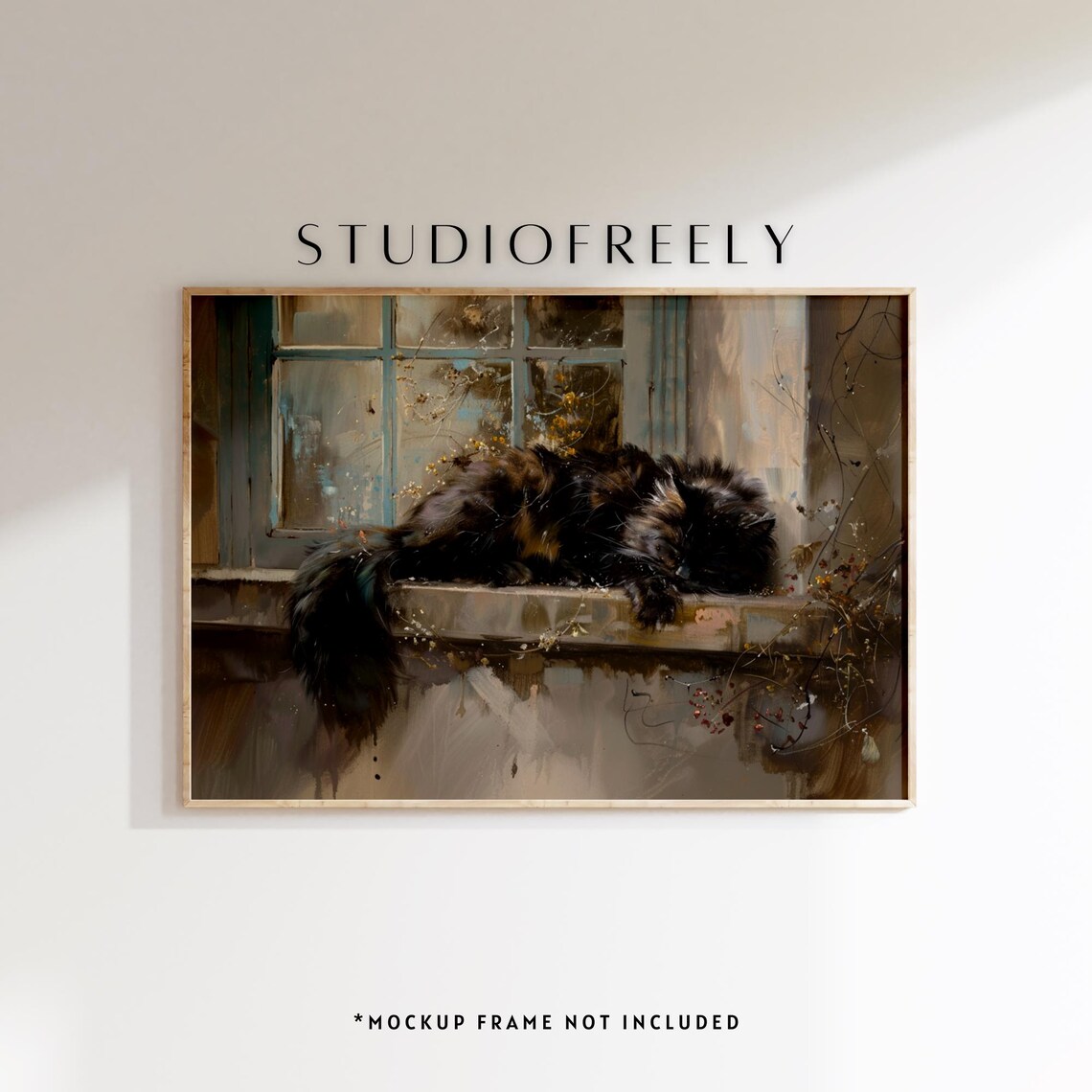 Sleeping Cat Vintage Feline Art Print, Cozy Home Decor