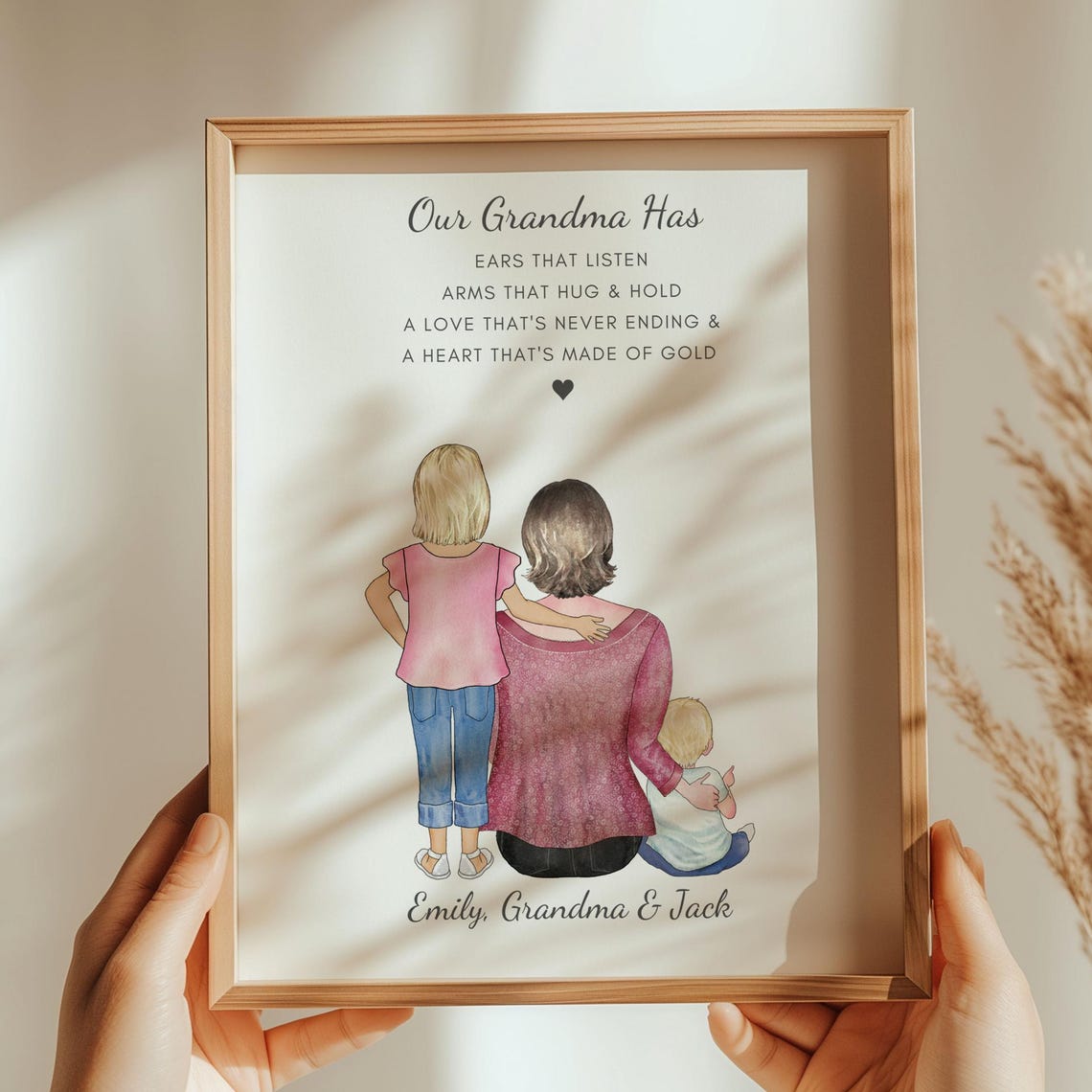 Our Grandma Has Poem Print Grandma With Grandchildren Heart Of Gold Art