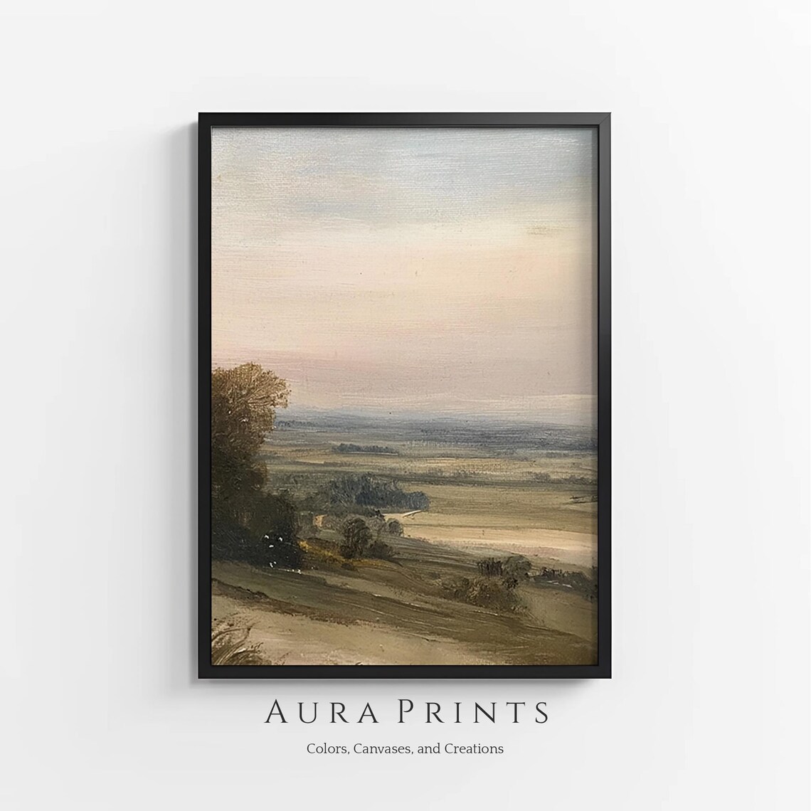Vintage Country Sunrise Landscape Soft Pastel Oil Painting Poster