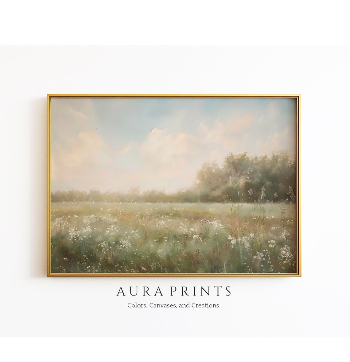 Spring Meadow Wildflowers Tall Grass Vintage Oil Painting Poster