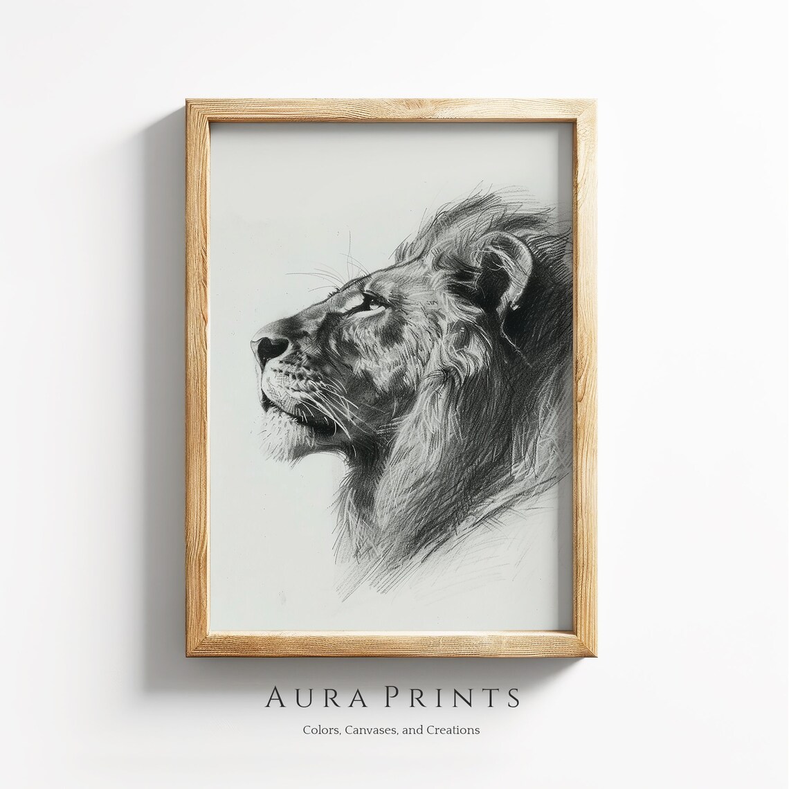 Regal Lion Sketch Nature Drawing Vintage Wall Art Gift 0943
