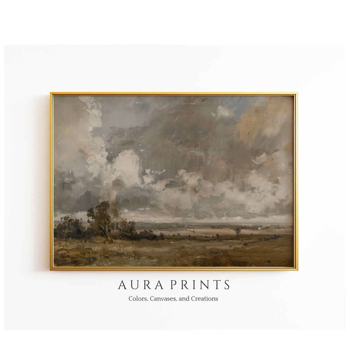 Dramatic Storm Clouds Oil Painting Moody Sky Landscape Art Poster