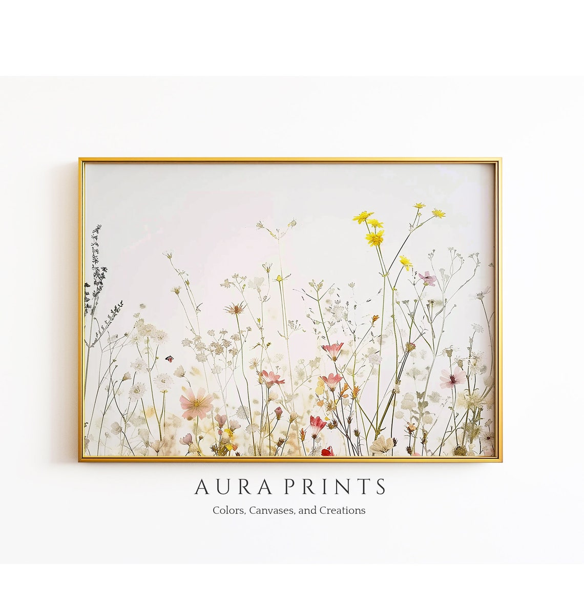 Delicate Wildflower Meadow Watercolor Spring Botanical Art Poster