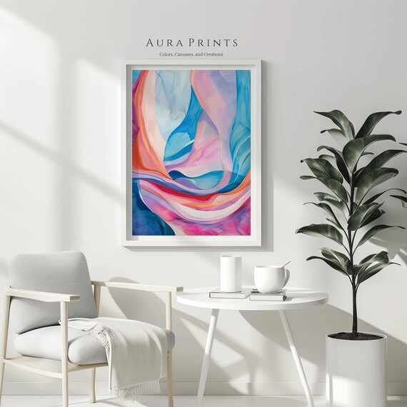 Luminous Coils Georgia Okeeffe Derived Modern Abstract Art Pastel Waves Print Vibrant Artistic Expression 00047