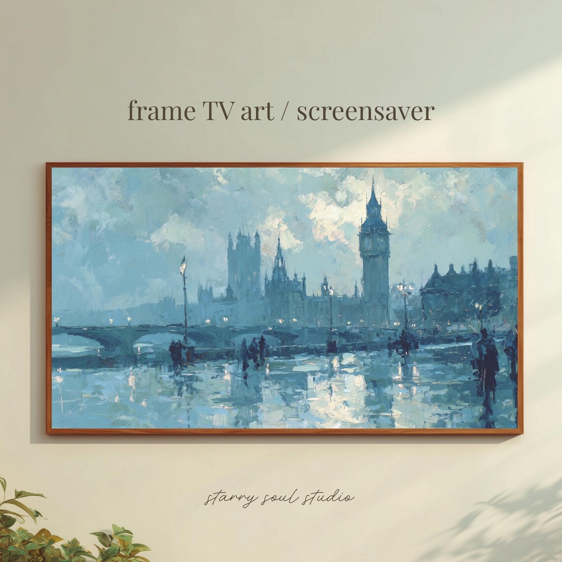 Rainy London Big Ben Parliament Westminster Bridge Oil Painting TV Poster