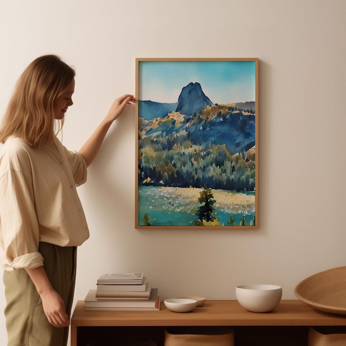Lake Tahoe Art Print Lake Tahoe Wall Art Watercolor Art Painting Lake Tahoe Gift Lake Tahoe Poster Travel Poster Print - Image 3