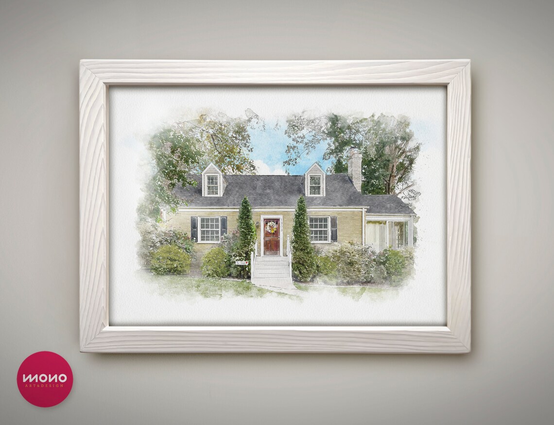 Home Portrait House Painting, Watercolor Art Print - Image 2