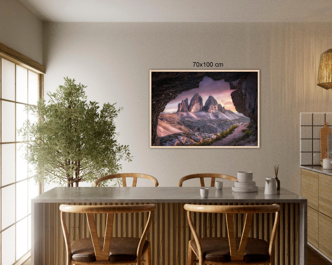 Tre Cime di Lavaredo Dolomites Seen Through Natural Rock Window Poster - Image 2