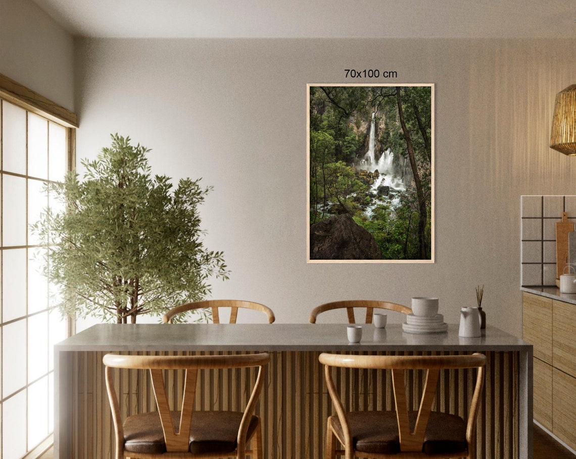Wild Canyon Waterfall Plunging Into Rushing River Below Cliffs Poster - Image 3