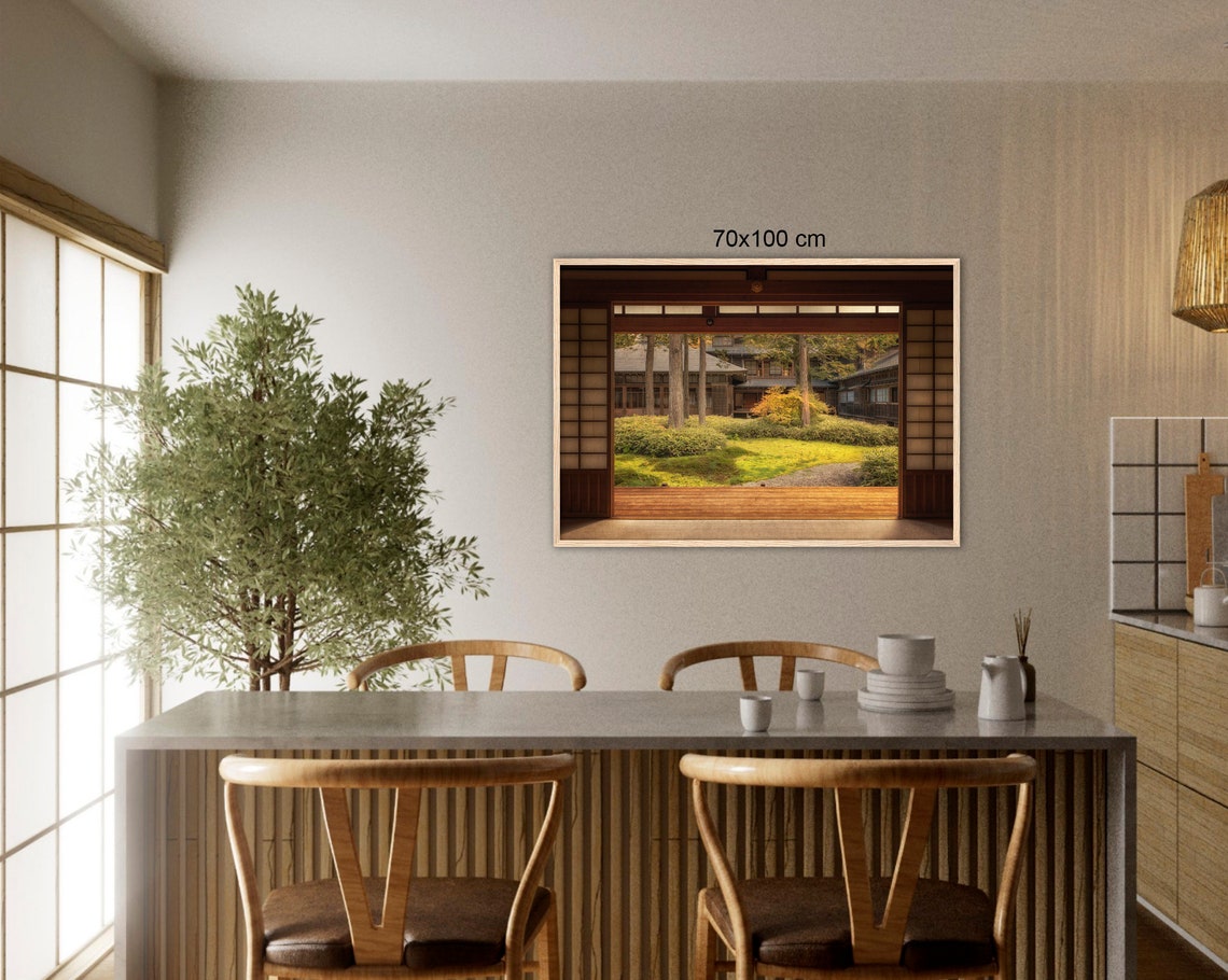 Japan Temple Courtyard Open Sliding Doors Garden View Zen Poster - Image 3