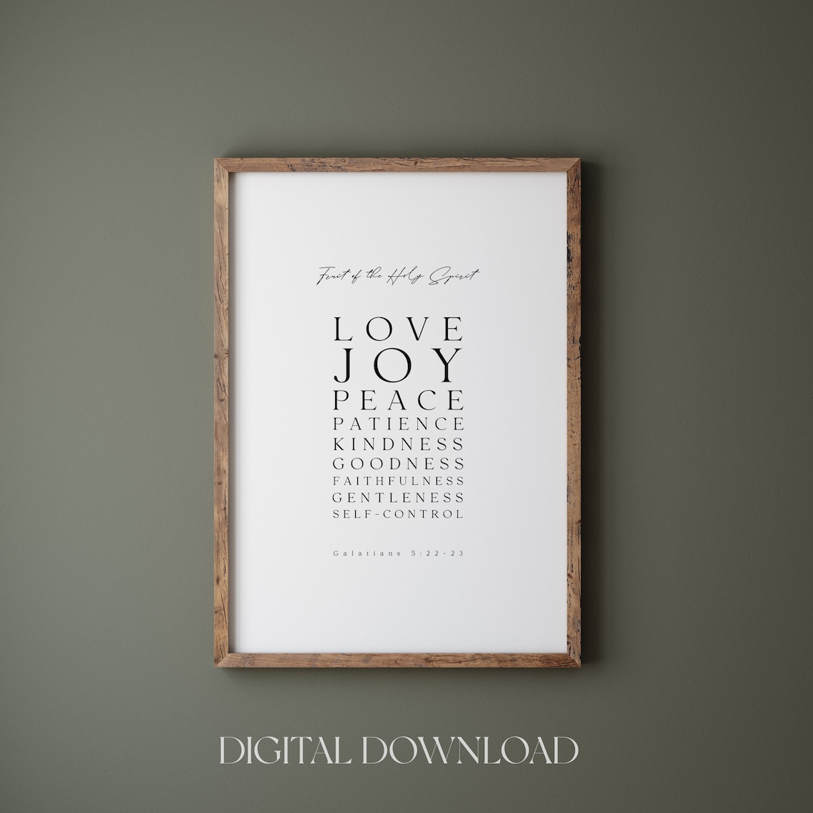 Fruit of the Holy Spirit Love Joy Peace Galatians 5 Verse Print