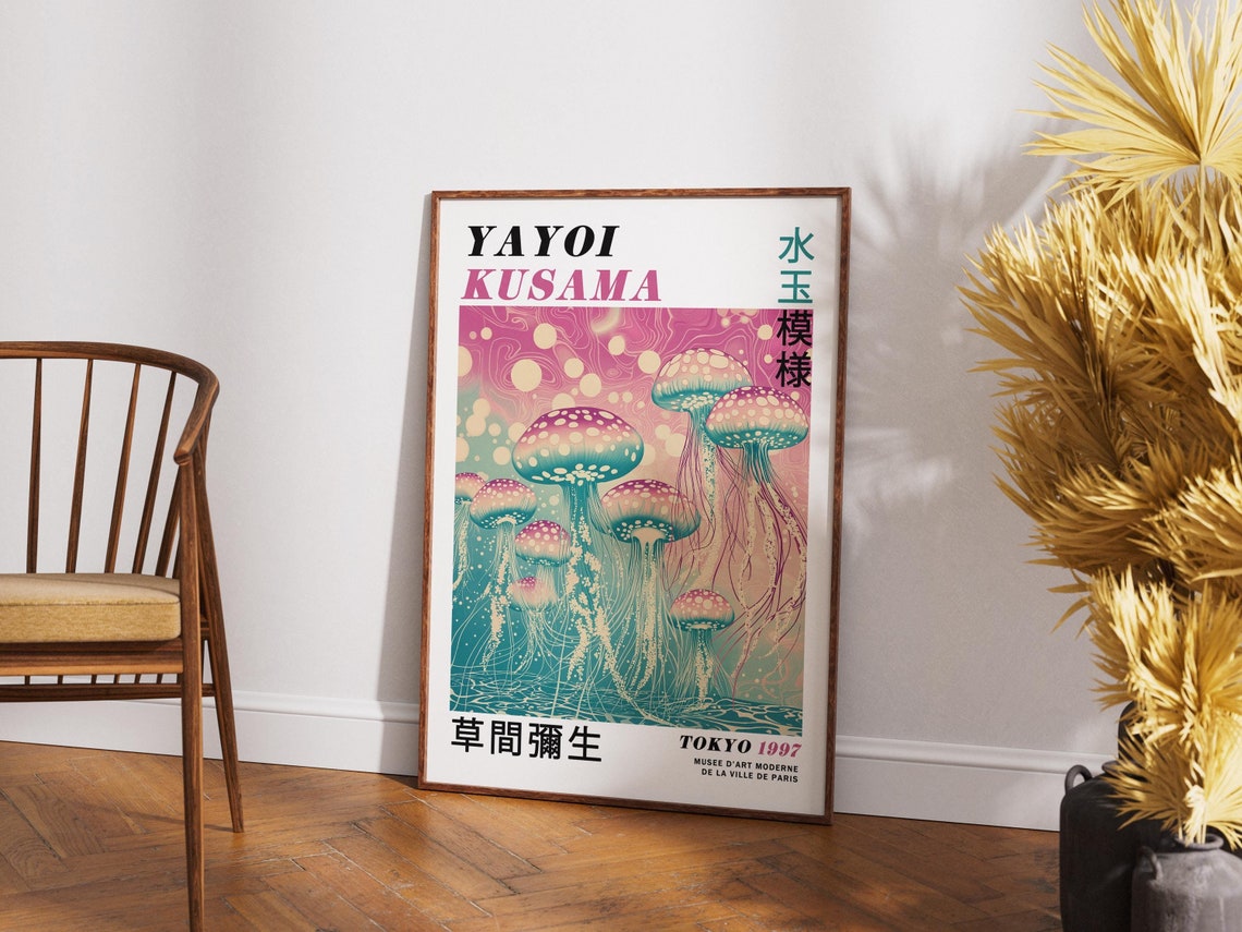 Yayoi Kusama Pink Jellyfish Dotted Polka Dot Sea Life Poster