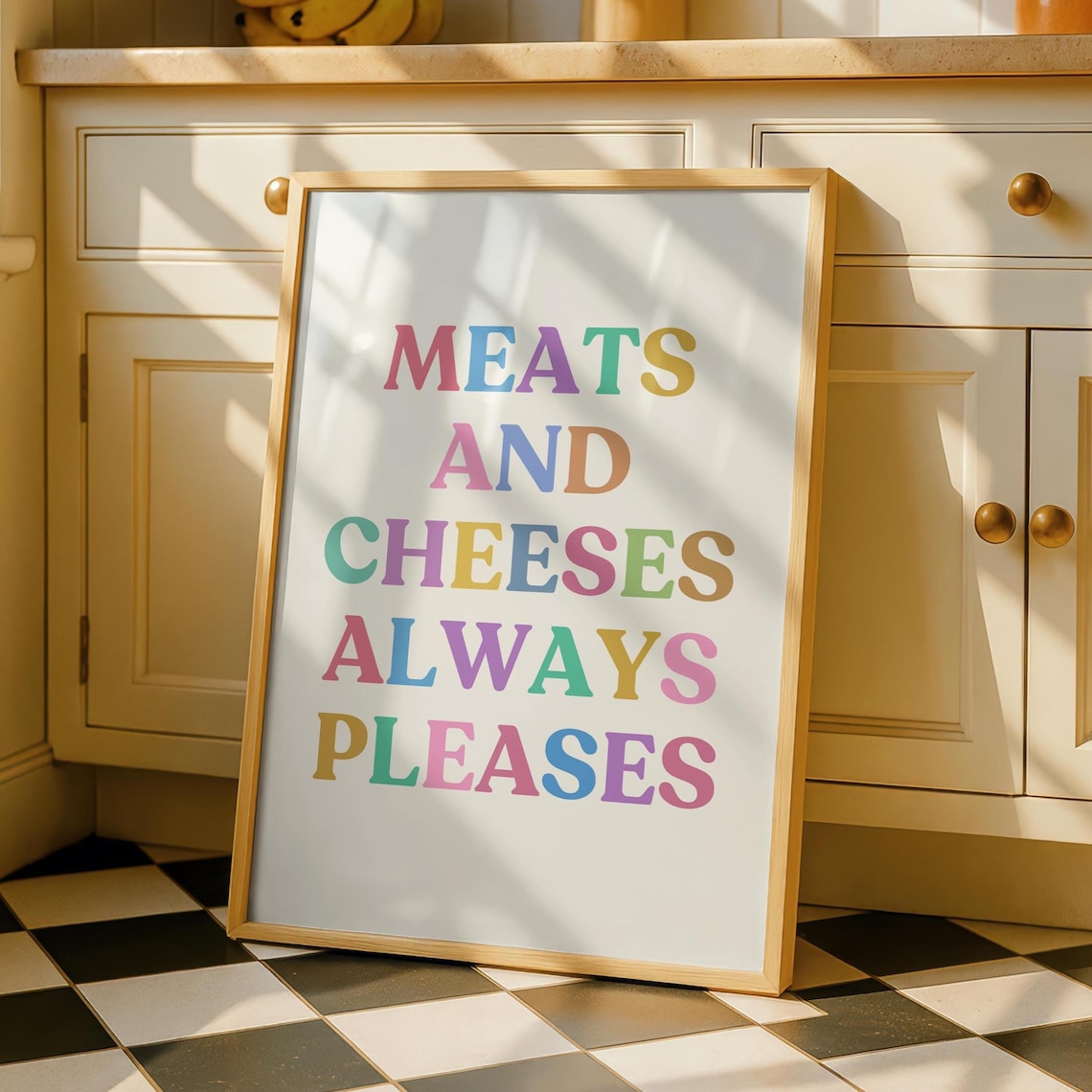 Meats and Cheeses Kitchen Typography Art Print