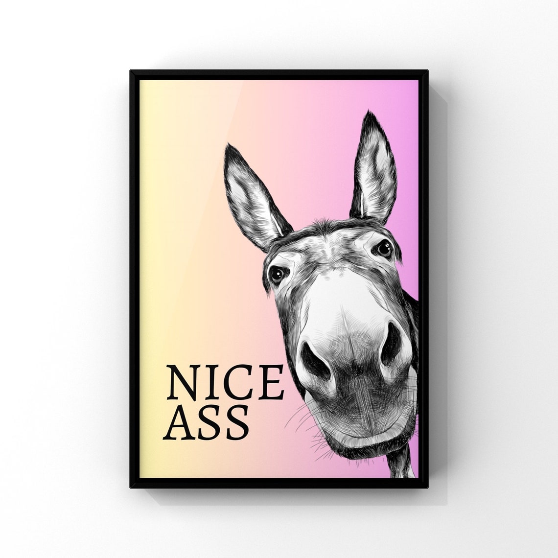 Nice Ass Donkey Pastel Gradient Cute Cheeky Bathroom Humor Poster