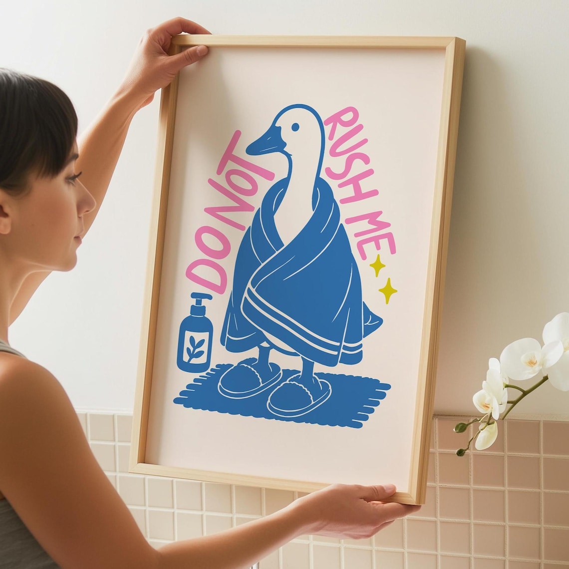 Silly Goose Bathroom Art Print, Whimsical Decor