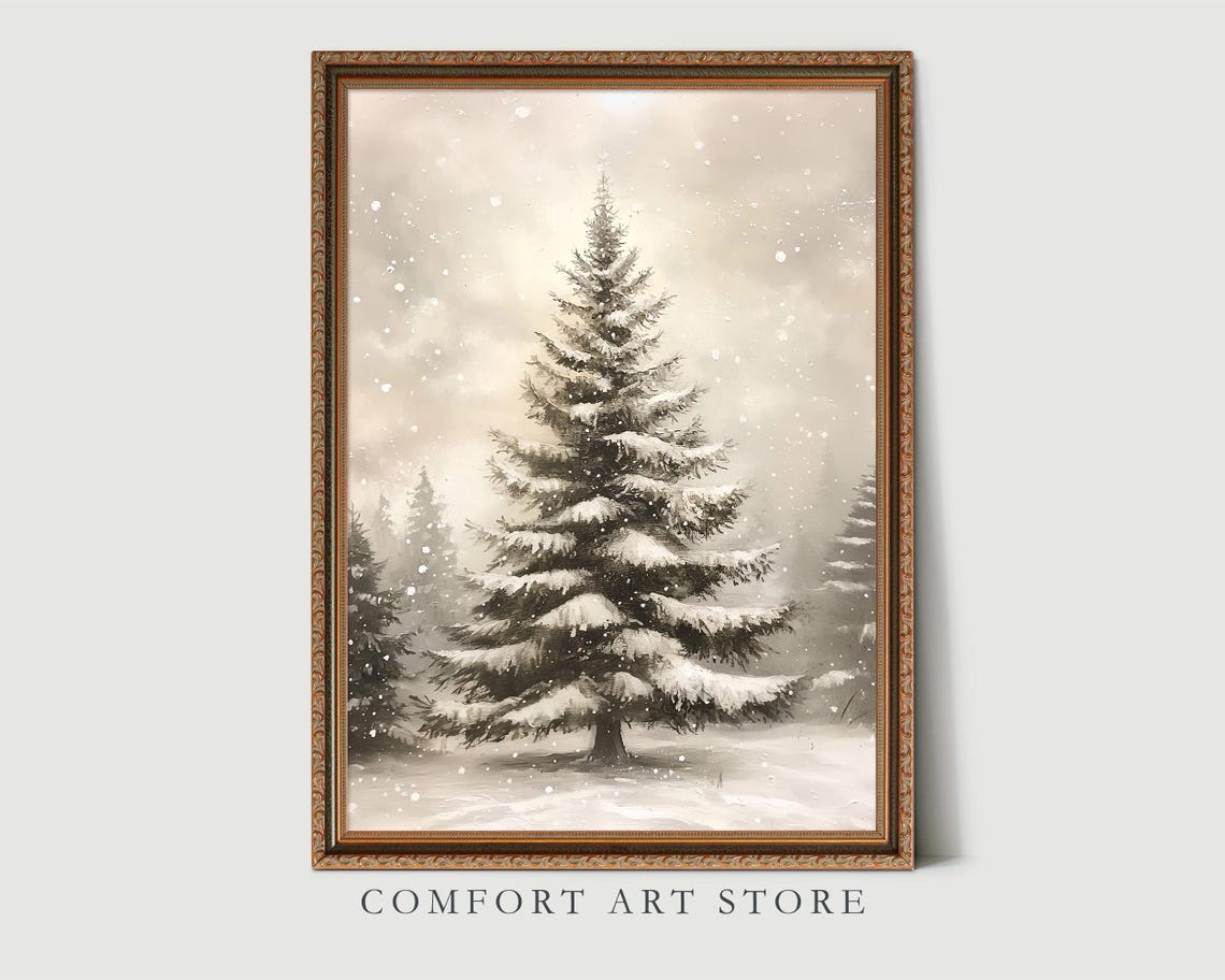Majestic Snowy Evergreen Pine Tree Winter Forest Landscape Poster - Image 7