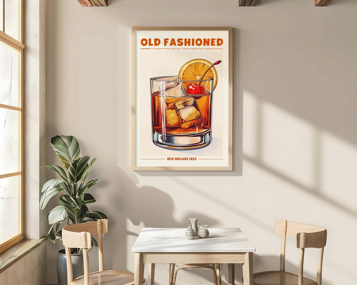 Old Fashioned Cocktail Retro Drink Sign Art Print - Image 7