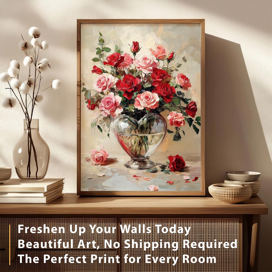 Heart Vase Roses Vintage Valentine's Day Art Print - Image 6