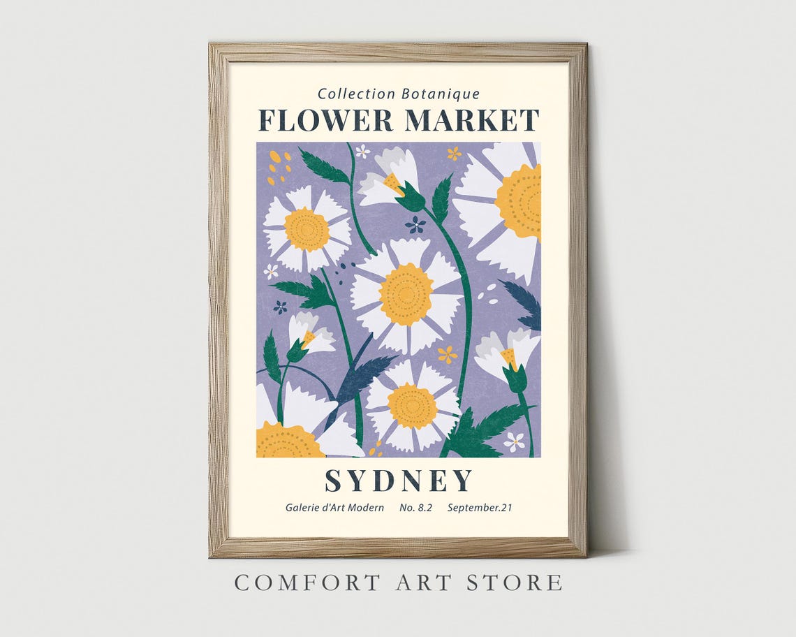 Sydney Flower Market Vintage Daisy Botanical Floral Art Poster - Image 7
